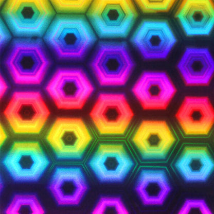 SELF ADHESIVE SPECIAL OFFER - Holographic Rainbow :- Rainbow Hexagon - A4 sheet