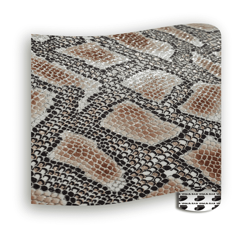 Glitter Patterns (Textured) - Gold/Brown Snake Skin - Metre